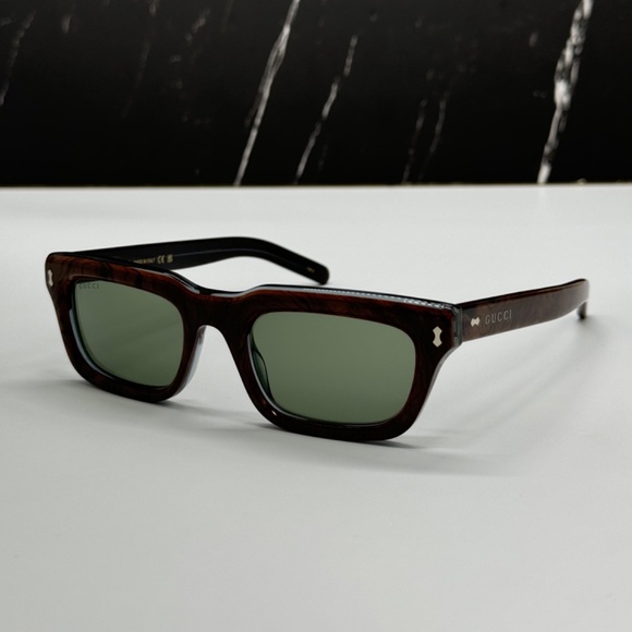 NEW GG1524S 003 GUCCI BROWN GREEN SQUARE UNISEX GUCCI SUNGLASSES - Picture 2 of 11
